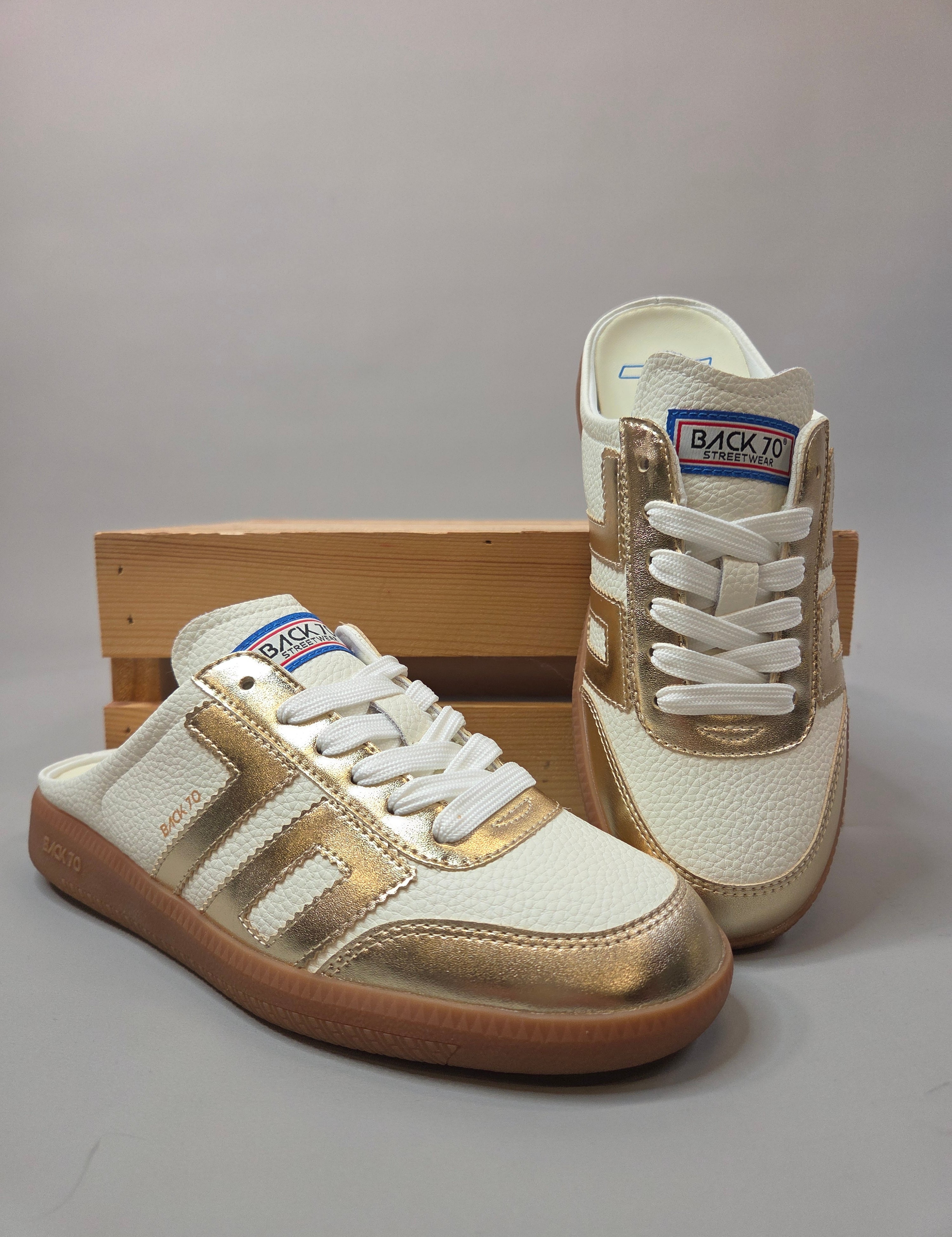 Metallic Gold Easter Backless Sneaker Shoes - Sneaker Back 70