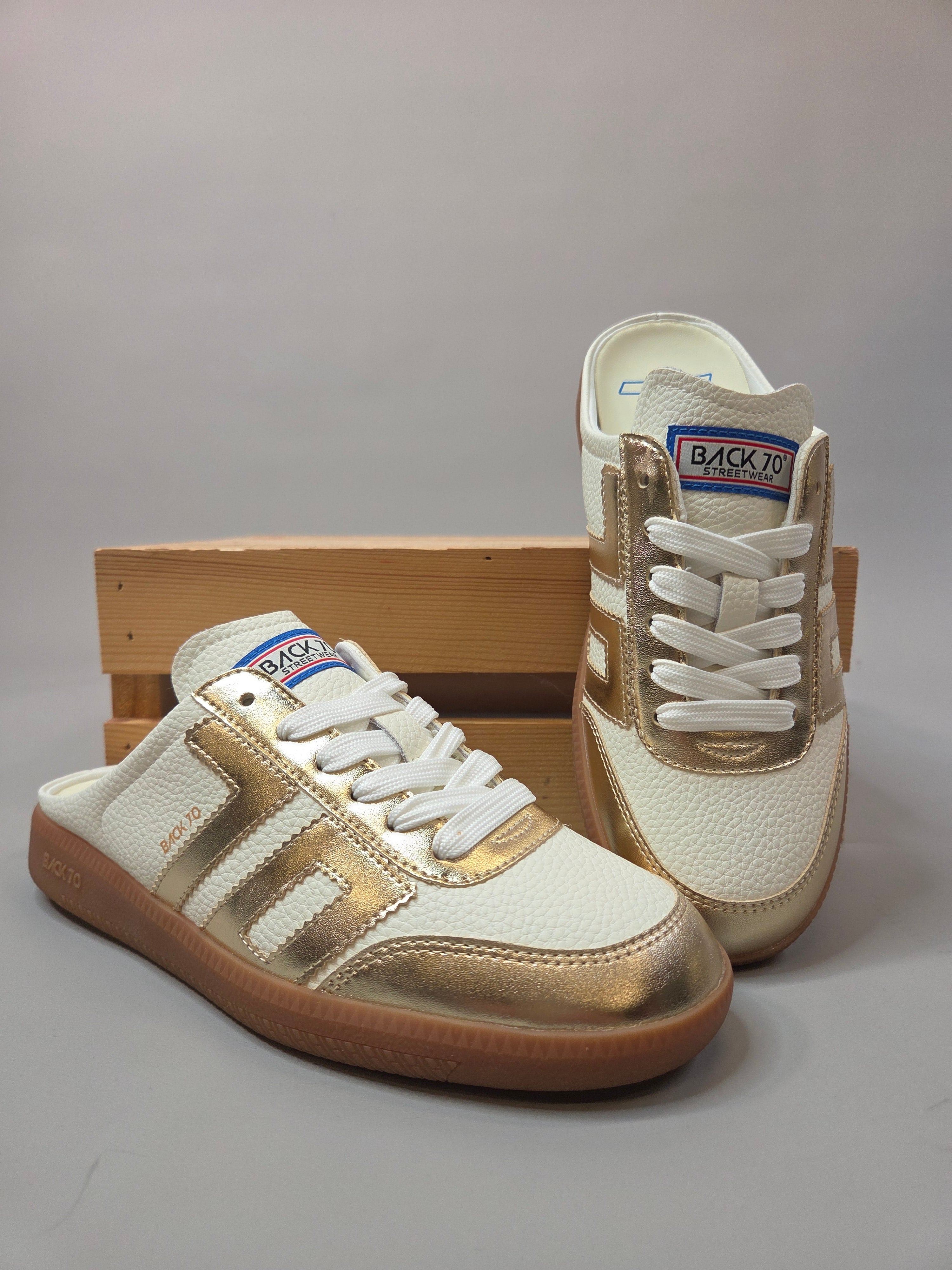 Metallic Gold Easter Backless Sneaker Shoes - Sneaker Back 70