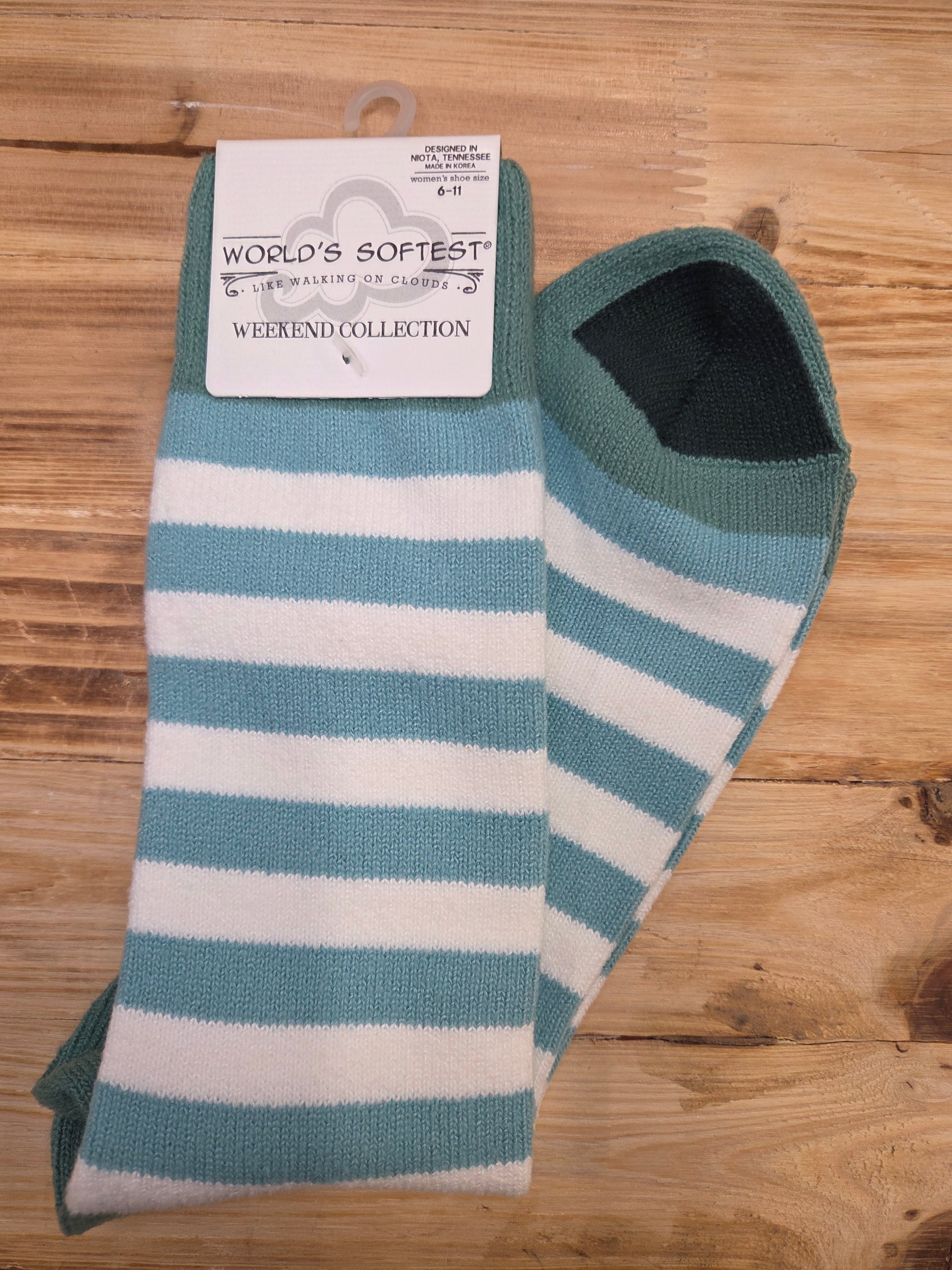 Frosty Spruce Stripe Crew Socks — World's Softest Accessories - Socks World's Softest