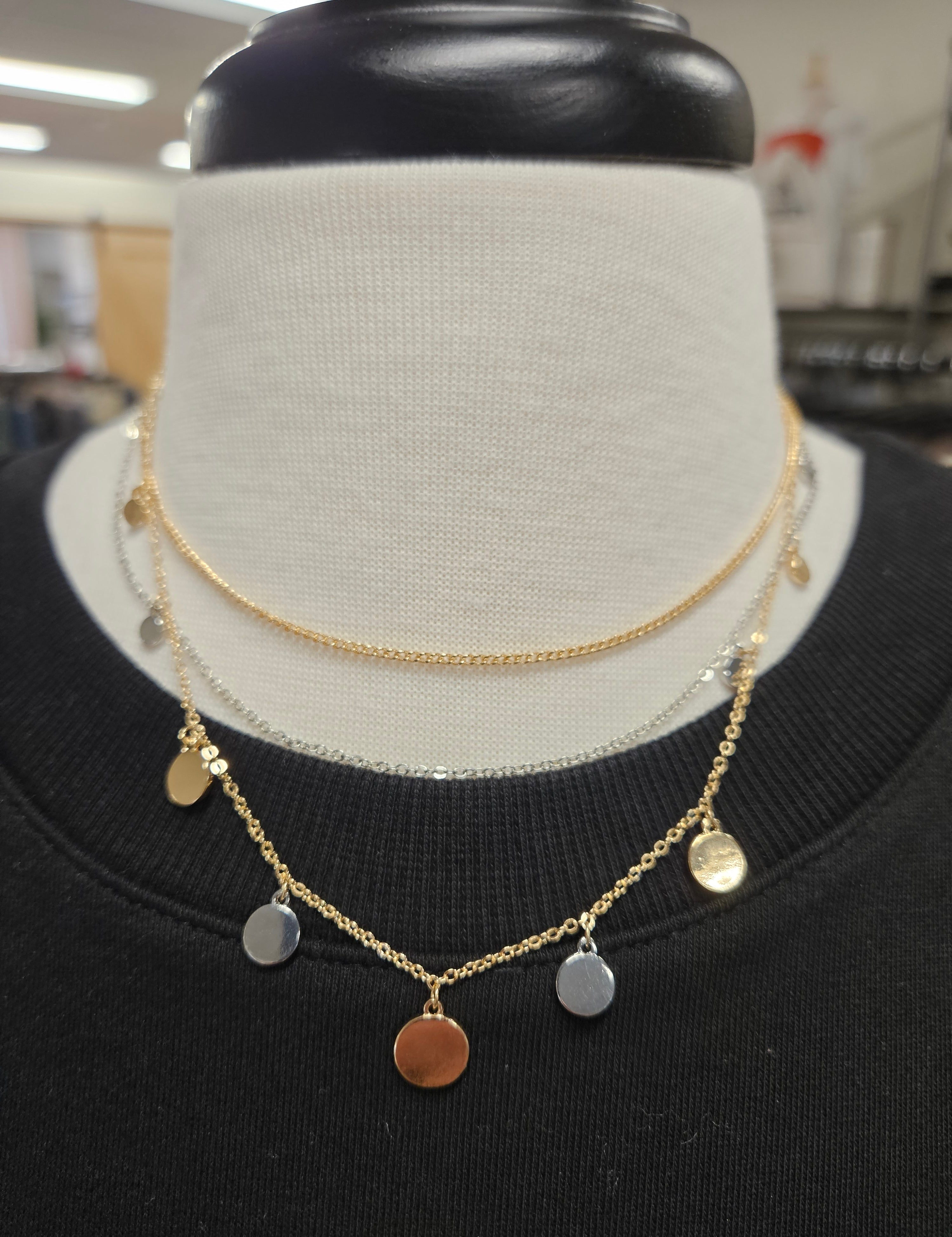 Gold & Silver Triple Layered Necklace Jewelry- Necklace WHAT'S HOT