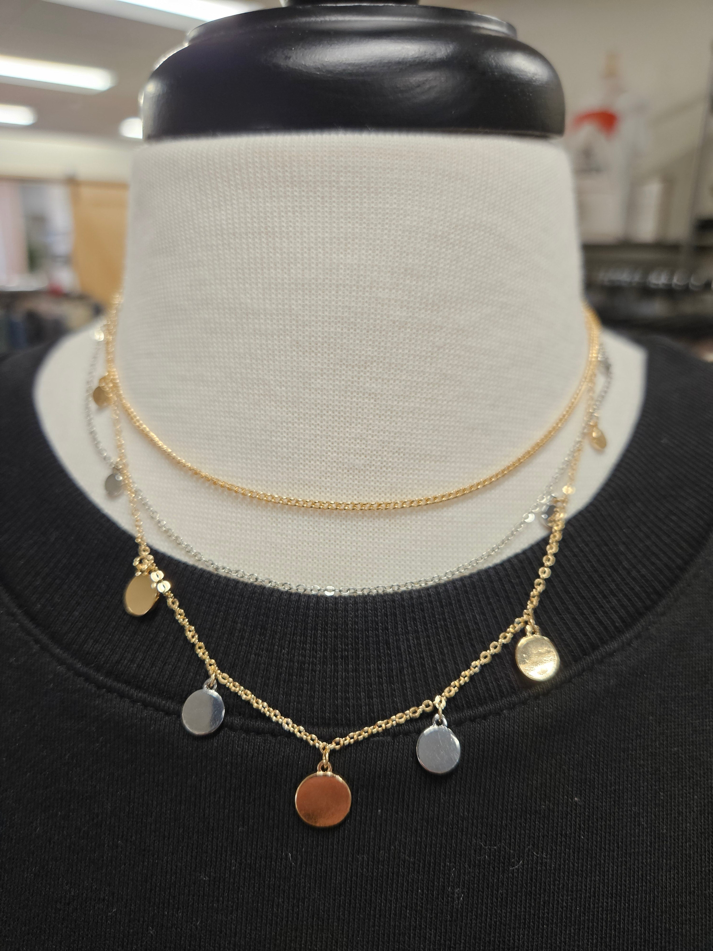Gold & Silver Triple Layered Necklace Jewelry- Necklace WHAT'S HOT