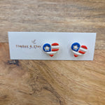 Patriotic Heart Stud Earrings Jewelry - Earrings Timber & Clay