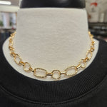 Gold Textured Circle Chain Necklace (water resistant) Jewelry- Necklace WHAT'S HOT