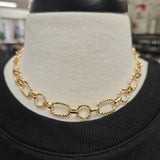 Gold Textured Circle Chain Necklace (water resistant) Jewelry- Necklace WHAT'S HOT