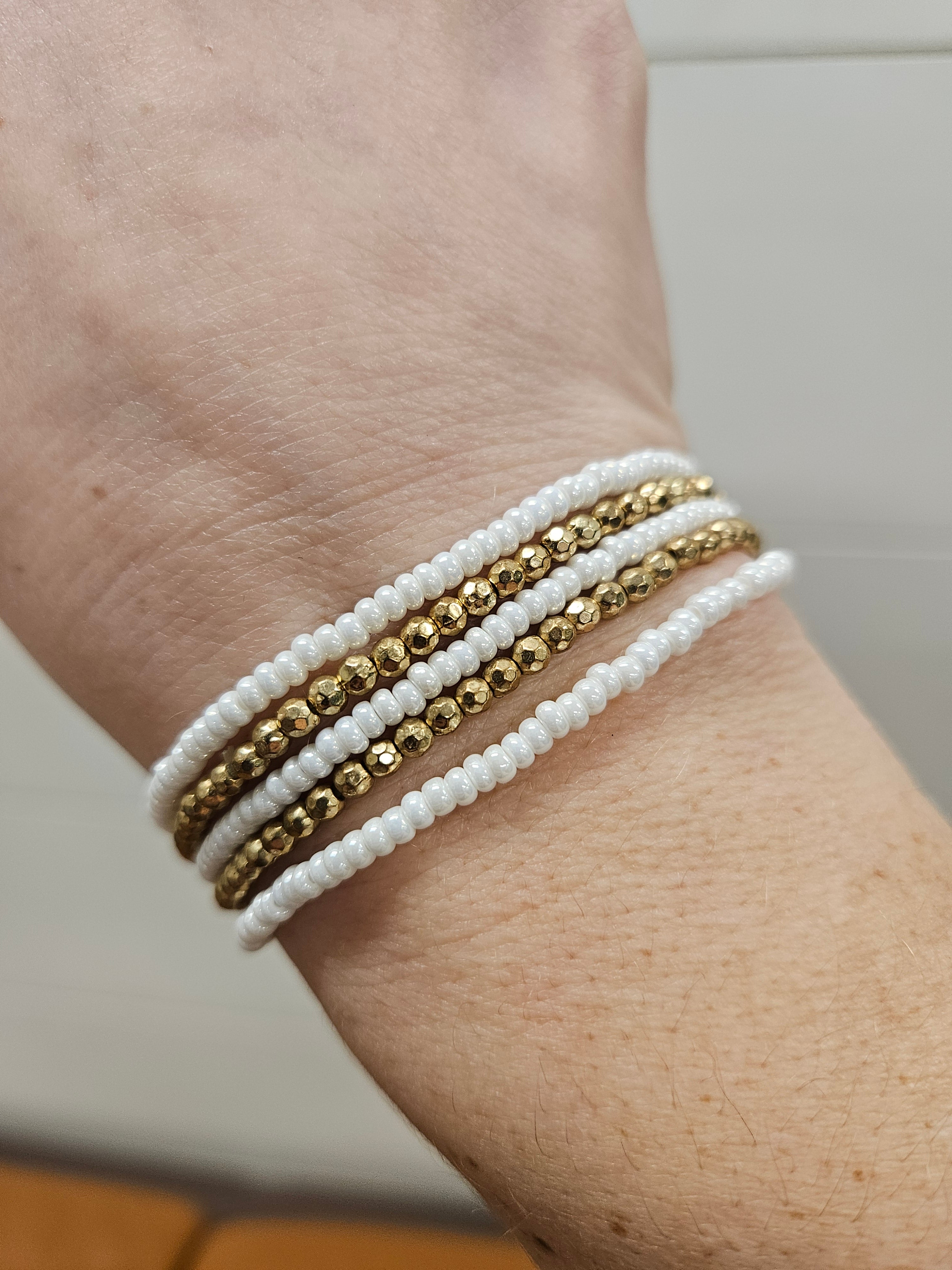White seed beaded bracelet Jewelry- Bracelets WHAT'S HOT