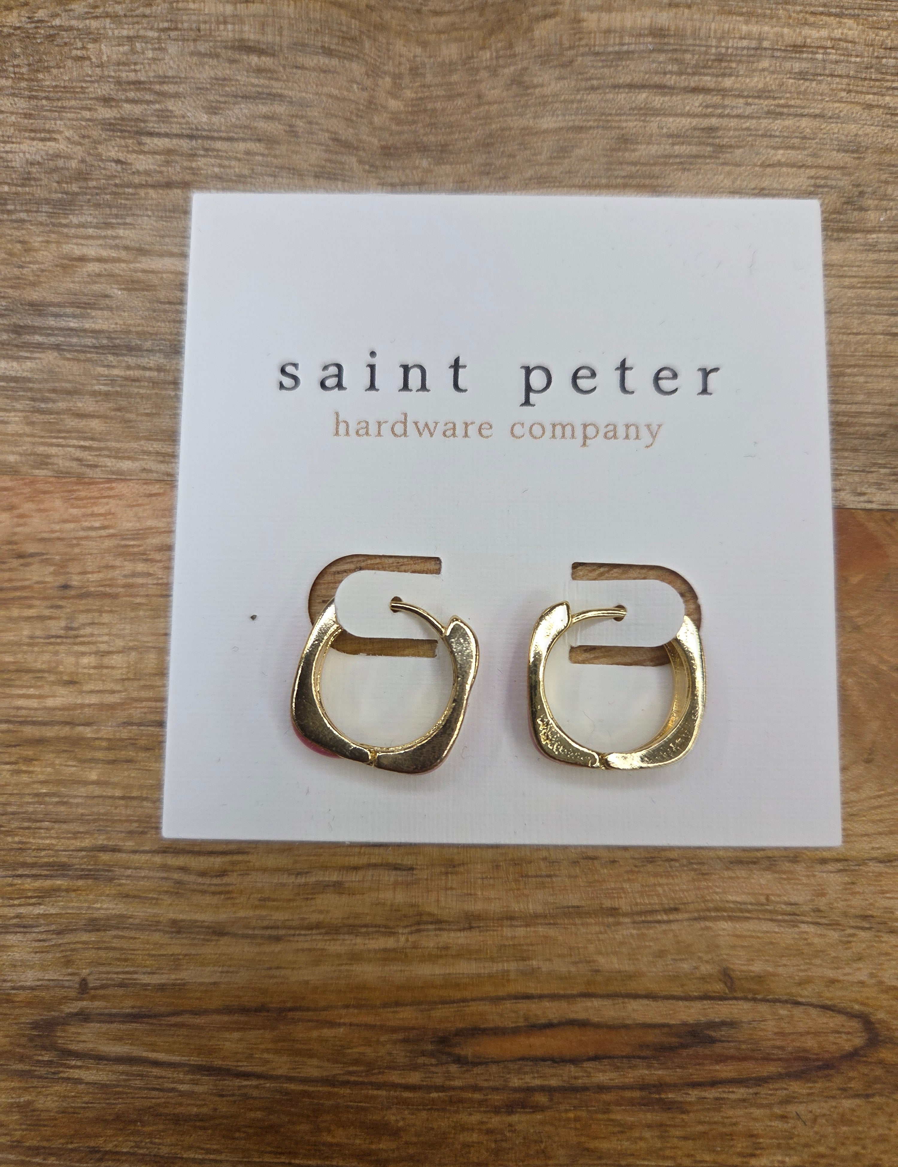 Hot Pink Square Huggies Jewelry - Earrings St. Peter Hardware