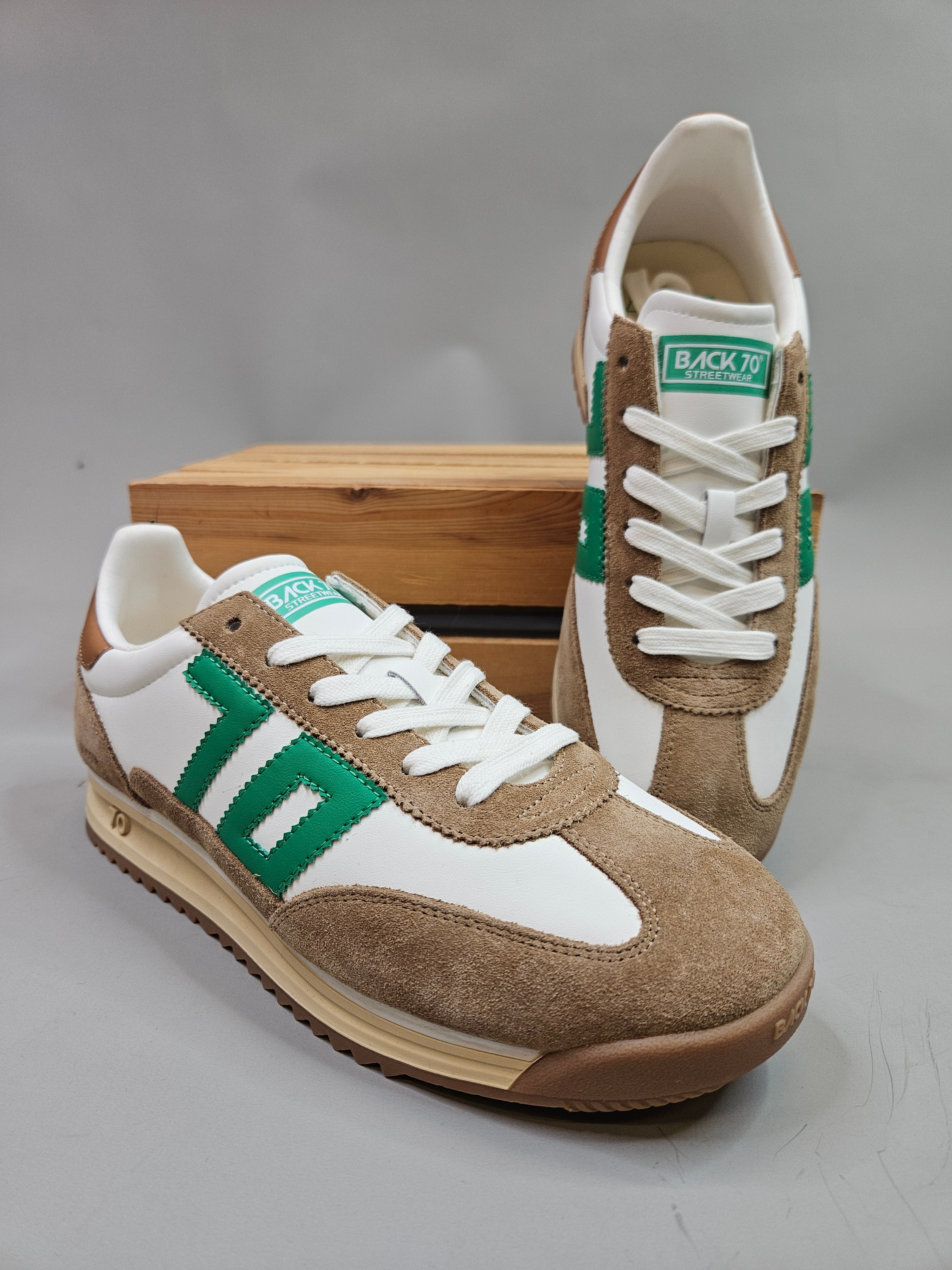 Jogger- White Camel Green Sneaker Shoes - Sneaker Back 70