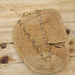 Gold Textured Circle Chain Necklace (water resistant) Jewelry- Necklace WHAT'S HOT