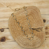 Gold Textured Circle Chain Necklace (water resistant) Jewelry- Necklace WHAT'S HOT