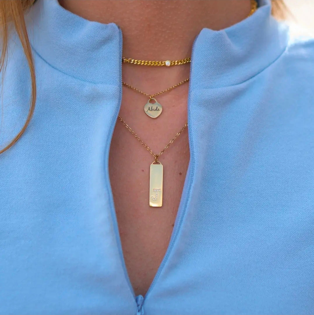 Waterproof Gold Initial Bar Jewelry- Necklace Brenda Grands Jewelry