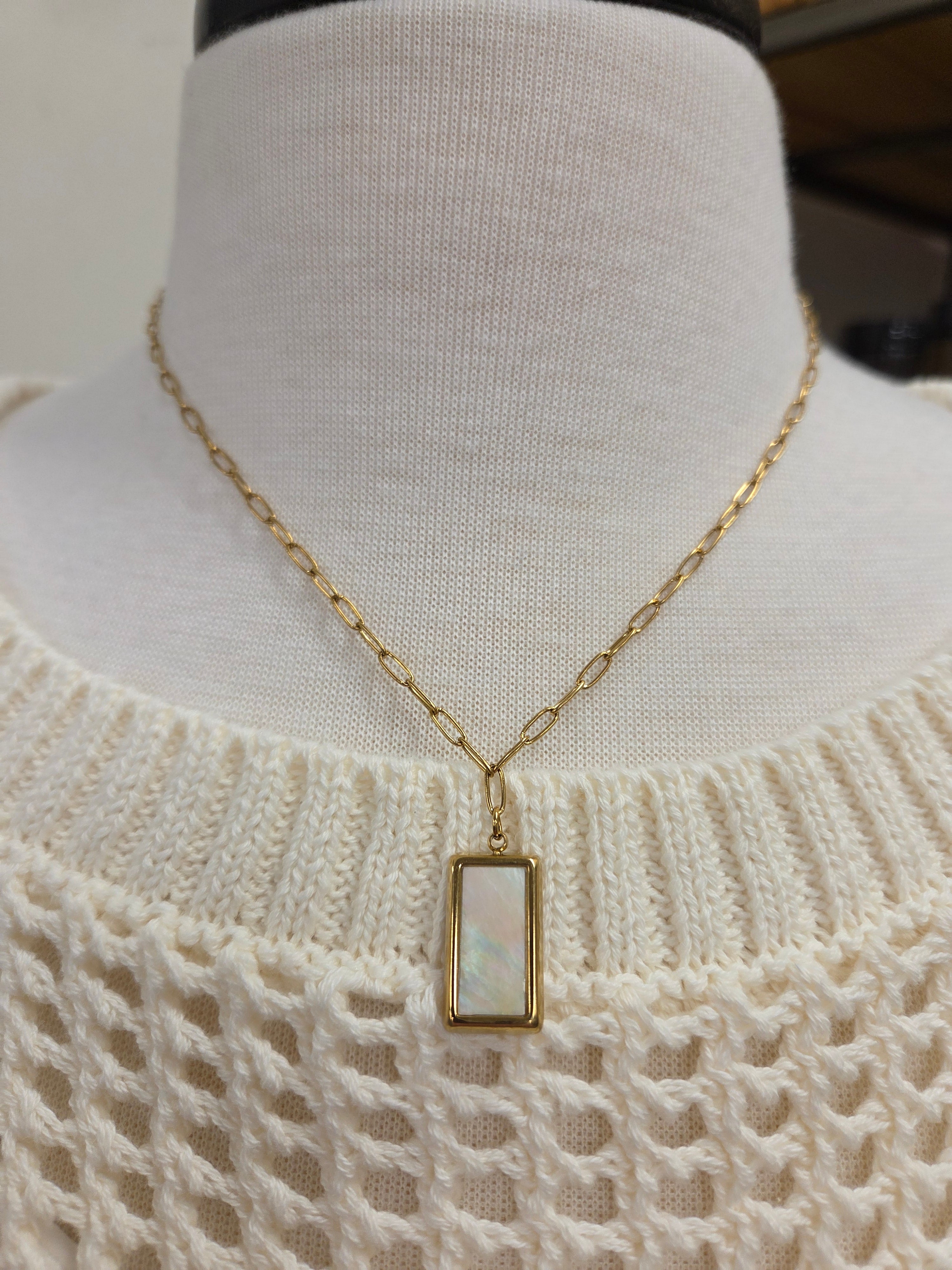 Luxe Gold Paperclip Chain Necklace w/ Rectangle Jewelry- Necklace PANACHE