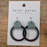 Black Loop Earring w/ Dusty Blue Leather