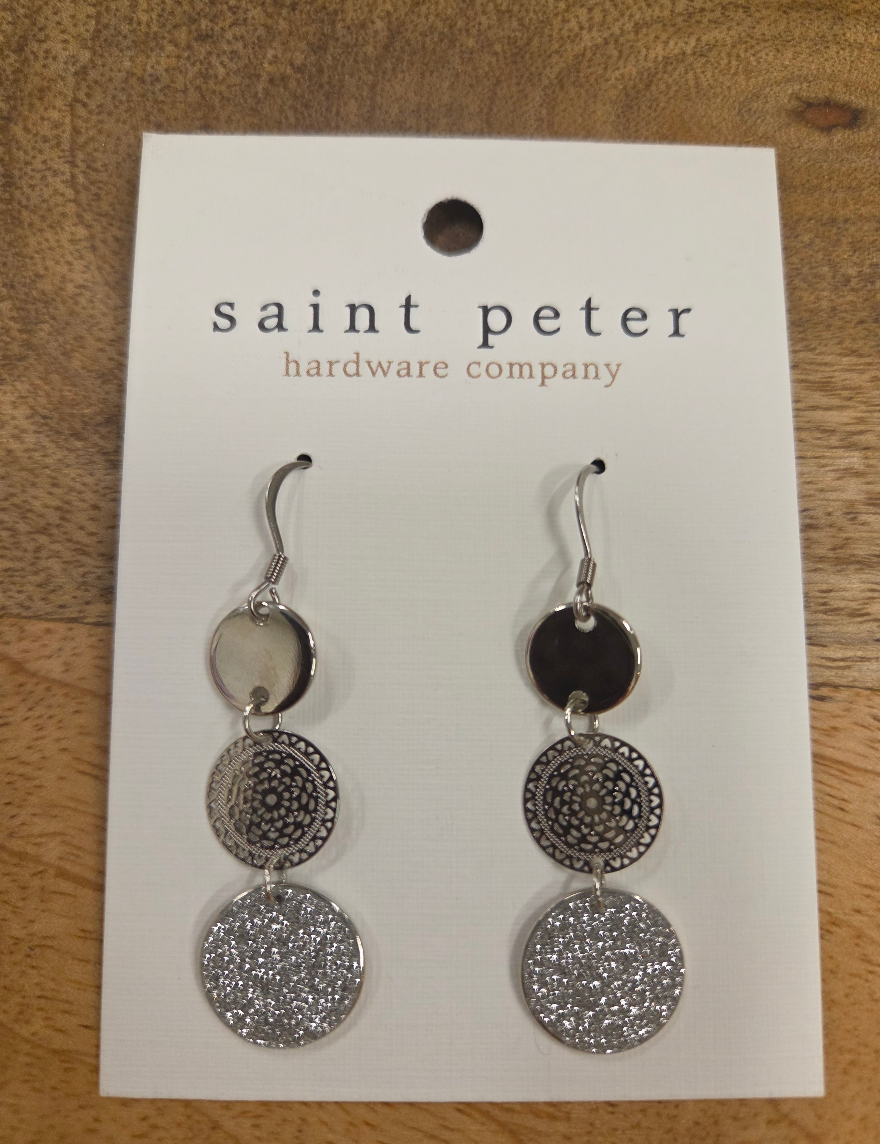 Triple Silver Circle Dangle Earrings Jewelry - Earrings St. Peter Hardware