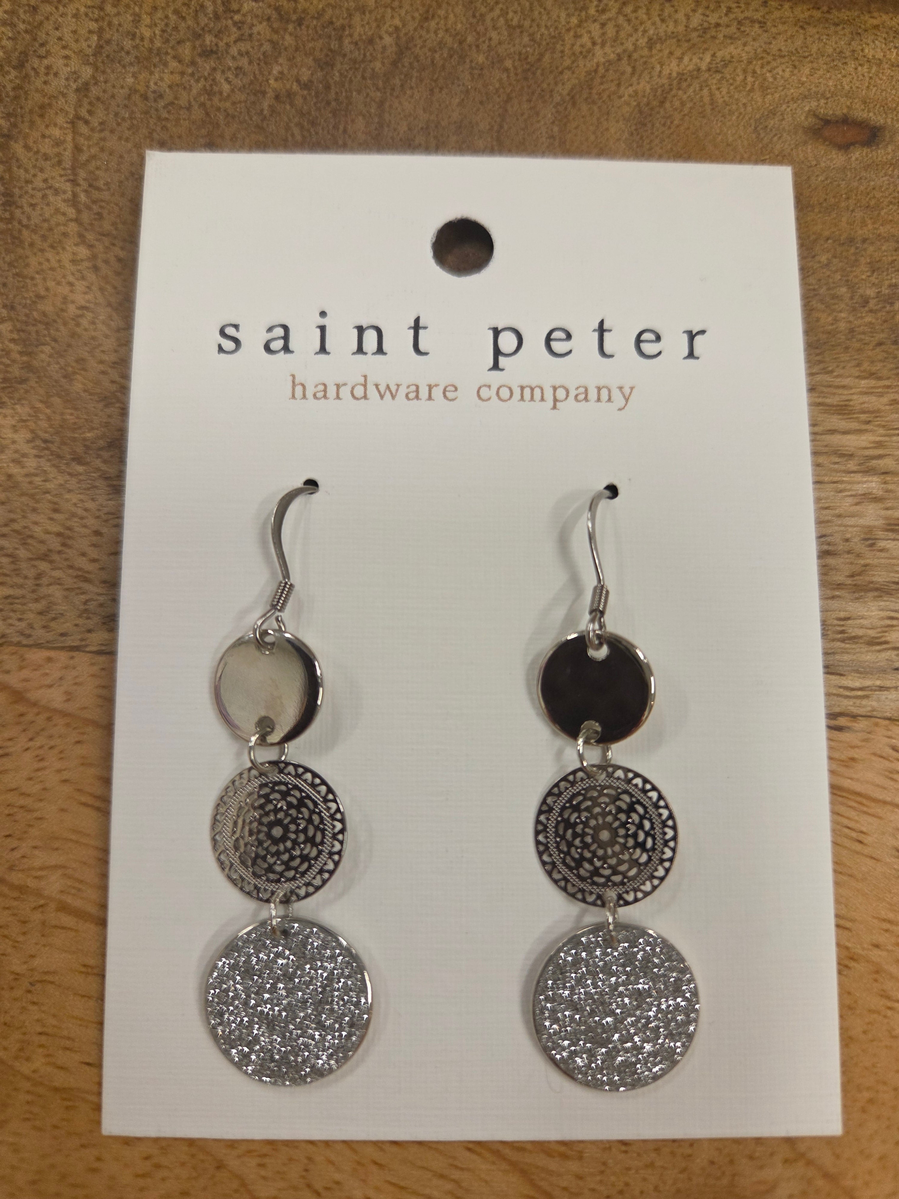 Triple Silver Circle Dangle Earrings Jewelry - Earrings St. Peter Hardware