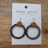 Brown Leather Leopard Loop Earrings