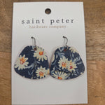 Navy Blue Floral Rounded Earrings Jewelry - Earrings St. Peter Hardware