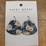 Navy Blue Floral Rounded Earrings Jewelry - Earrings St. Peter Hardware