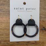 Black Leather Leopard Loop Earrings
