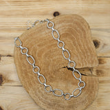 Silver Textured Circle Chain Necklace (water resistant) Jewelry- Necklace WHAT'S HOT