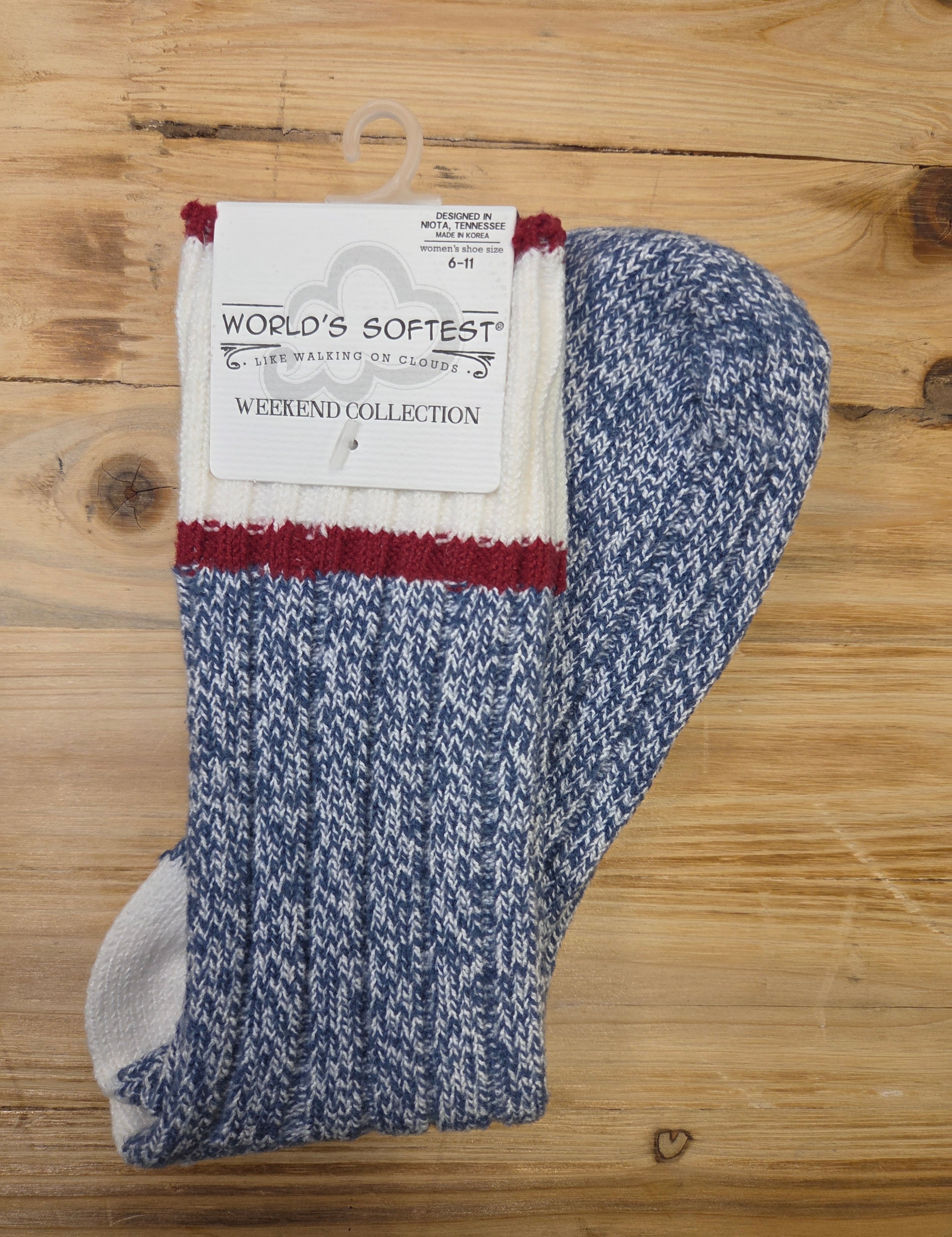 Blue/White/Red Ragg Crew Socks — World's Softest Accessories - Socks World's Softest