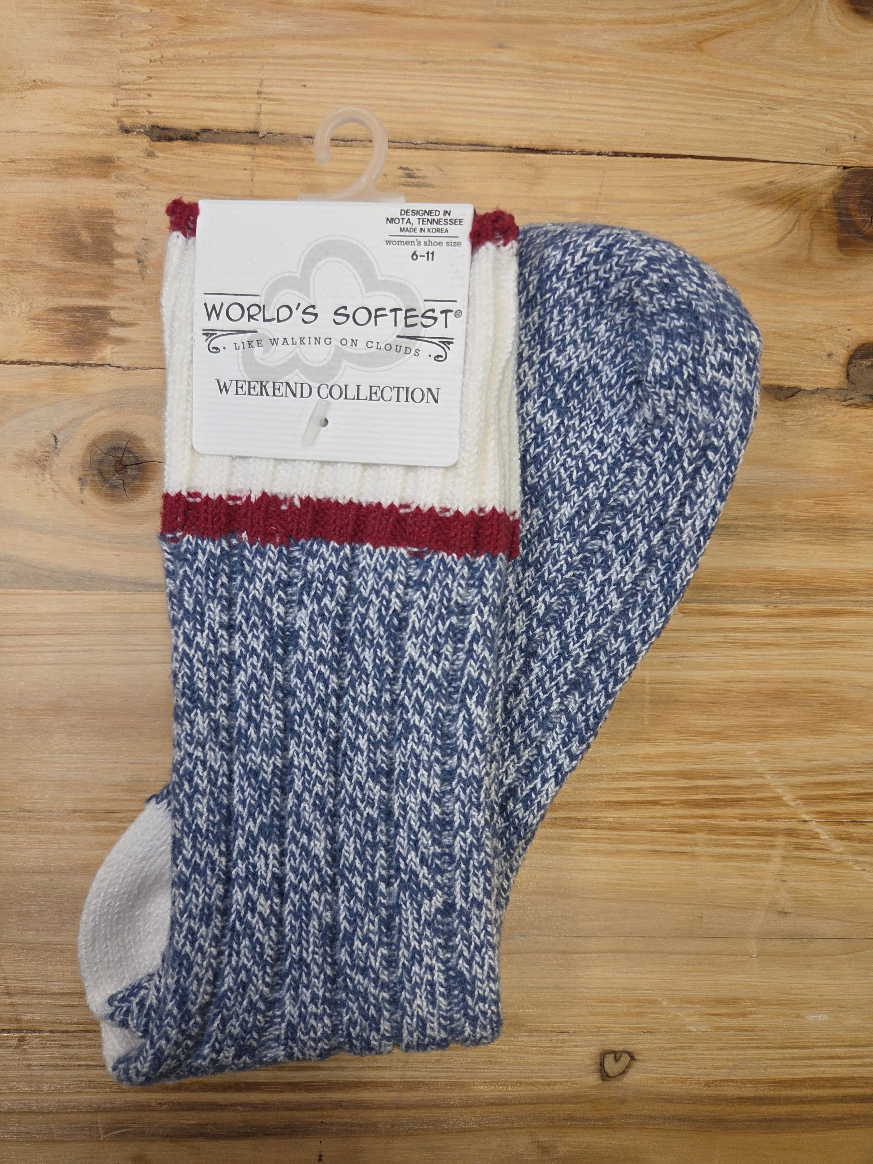 Blue/White/Red Ragg Crew Socks — World's Softest Accessories - Socks World's Softest