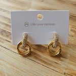 Gold Double Hoop Diamond Earrings Jewelry - Earrings PRETTY SIMPLE WHOLESALE