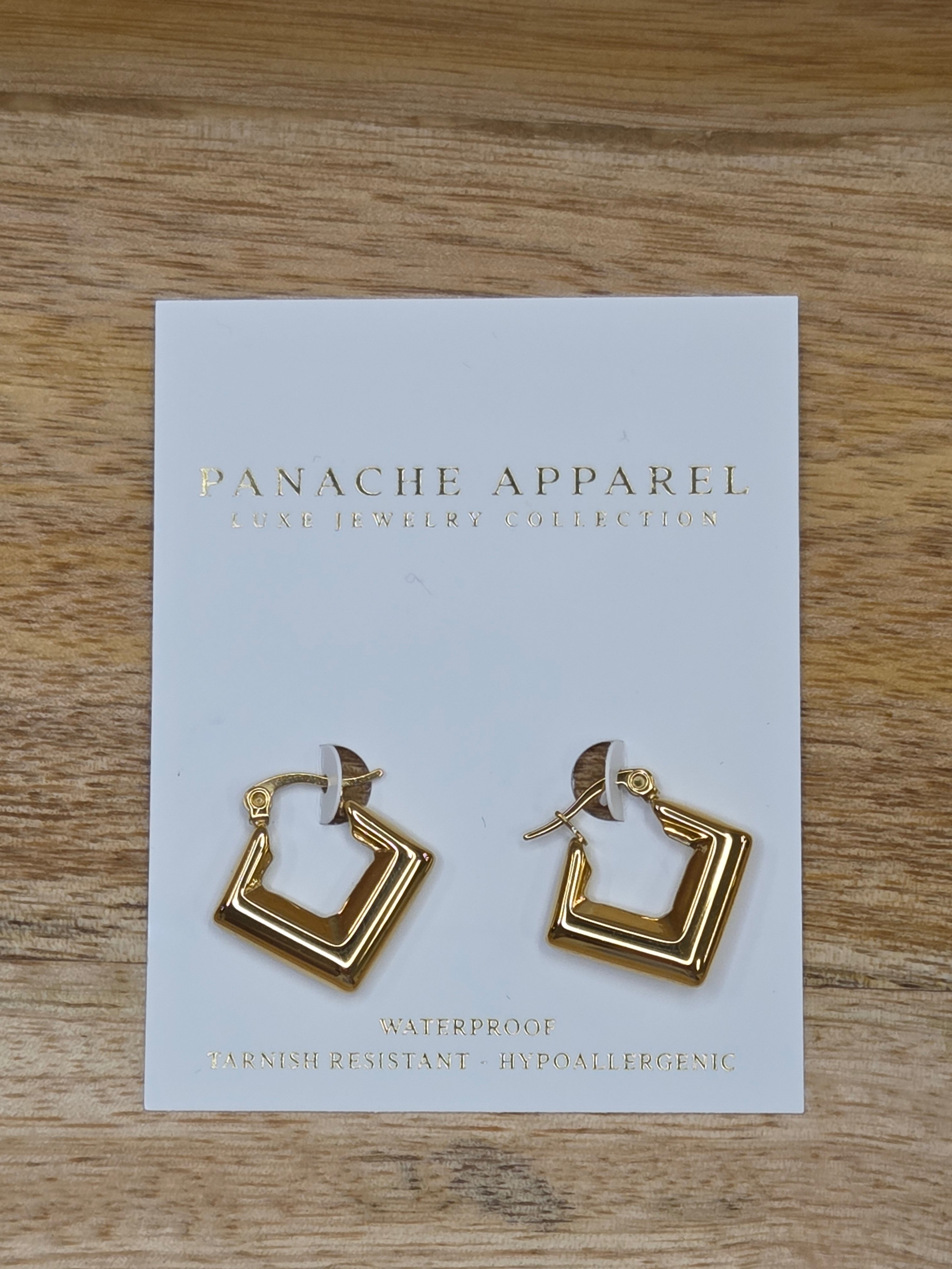 Luxe Gold Bold Square Hoops Jewelry - Earrings PANACHE