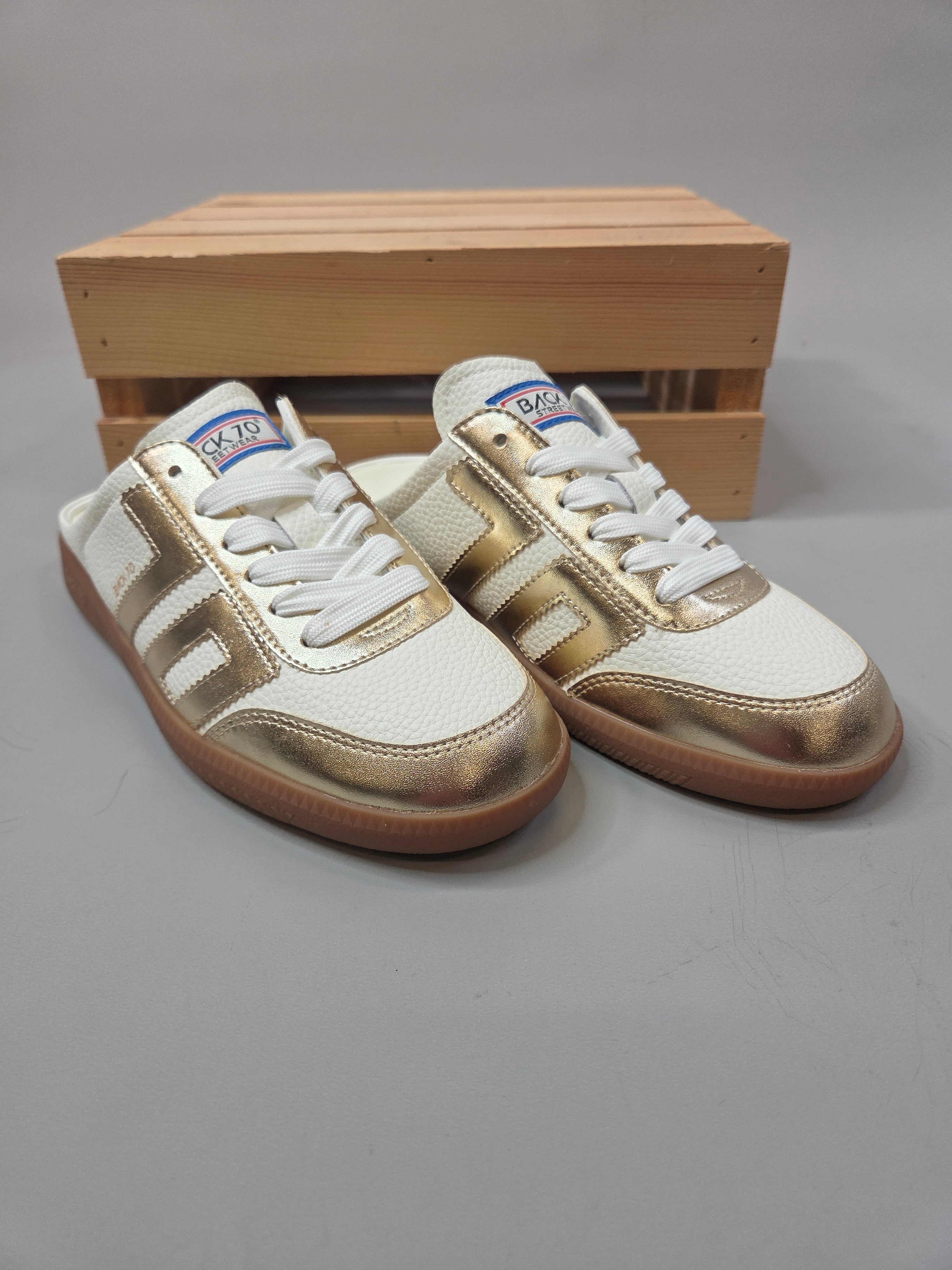 Metallic Gold Easter Backless Sneaker Shoes - Sneaker Back 70