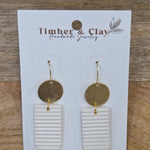 White Ribbed Dangle Earrings Jewelry - Earrings Timber & Clay
