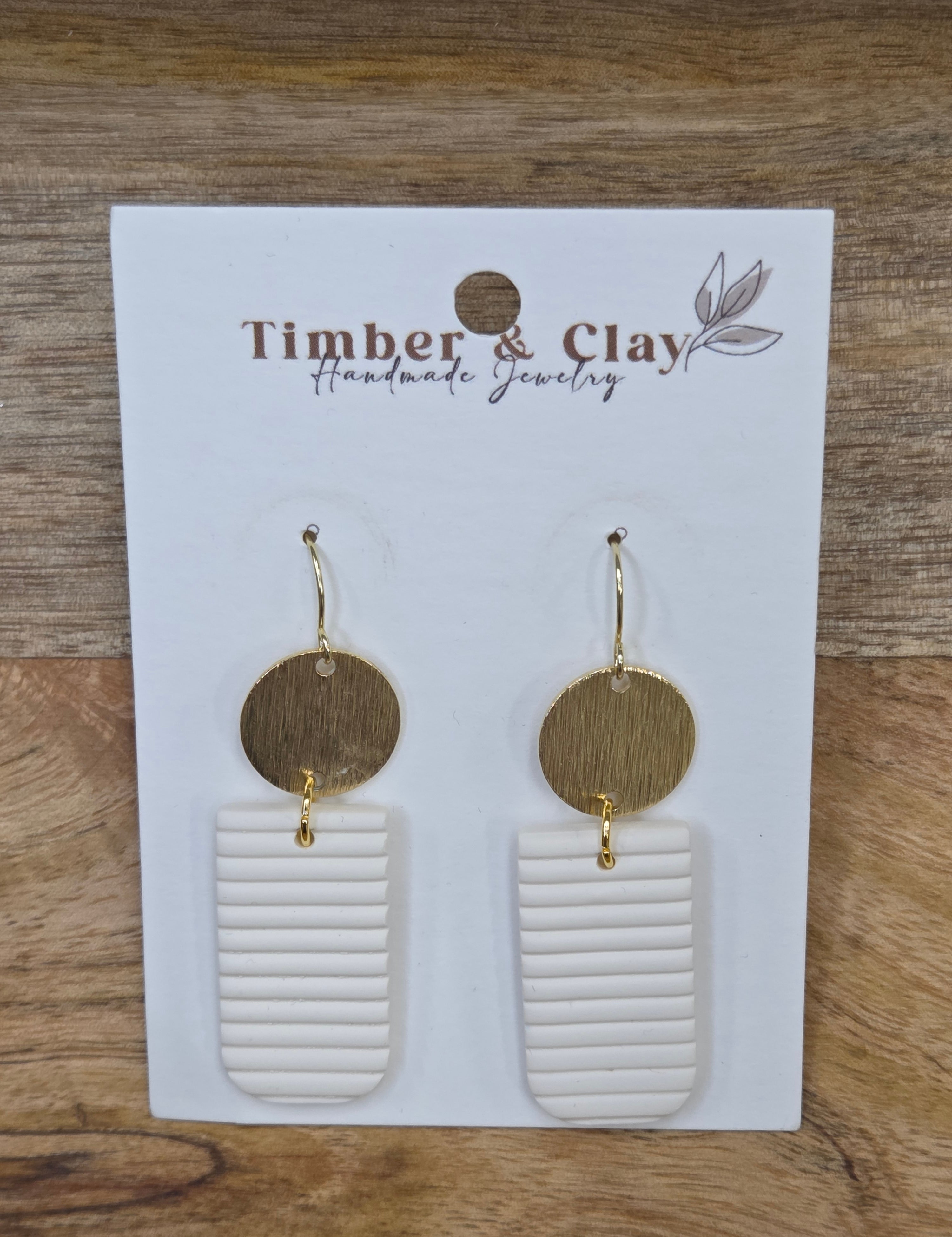 White Ribbed Dangle Earrings Jewelry - Earrings Timber & Clay
