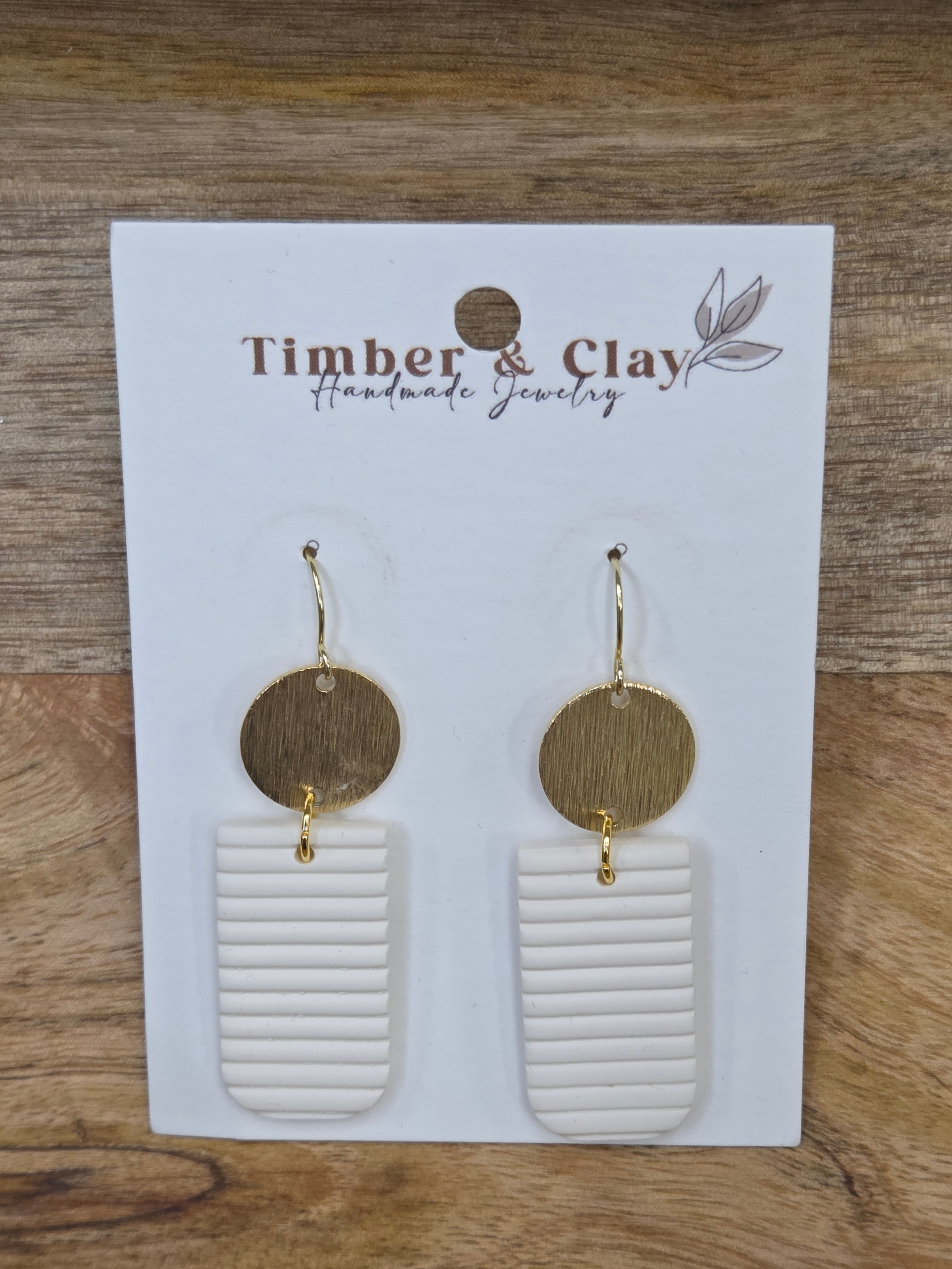 White Ribbed Dangle Earrings Jewelry - Earrings Timber & Clay