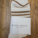 Cream/Brown Soft Ankle Socks