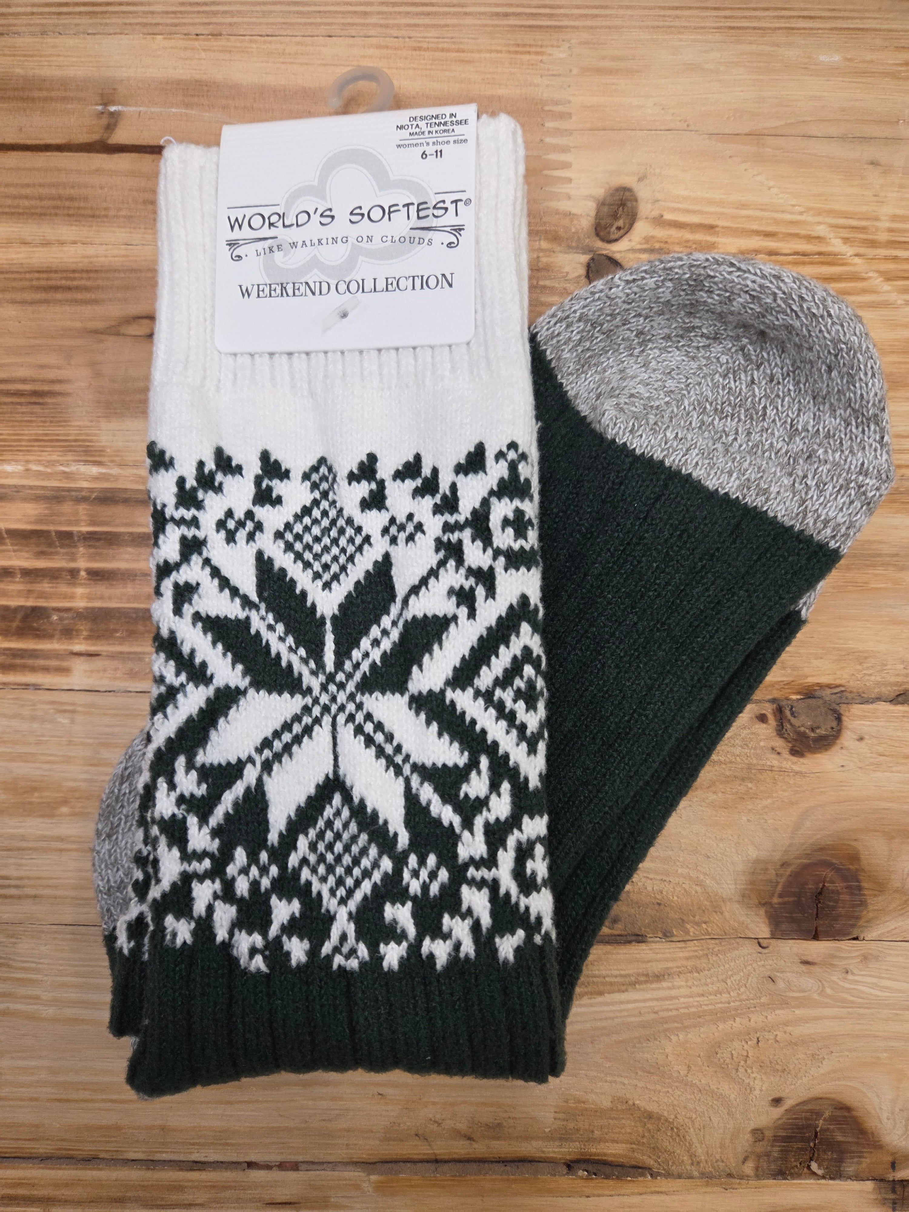 Green & Ivory Chenille Crew Socks — World's Softest Accessories - Socks World's Softest