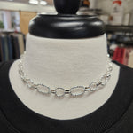 Silver Textured Circle Chain Necklace (water resistant) Jewelry- Necklace WHAT'S HOT