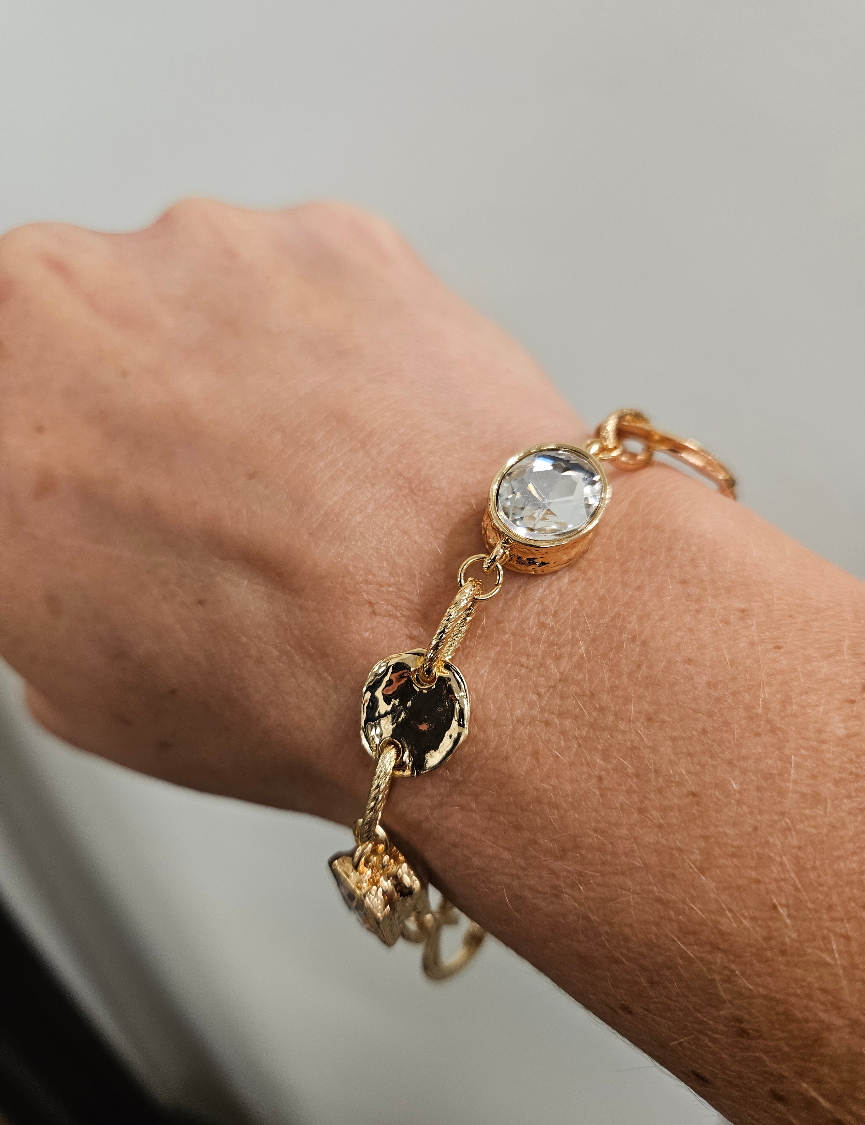 Gold Textured Open Circle Bracelet Jewelry- Bracelet WHAT'S HOT