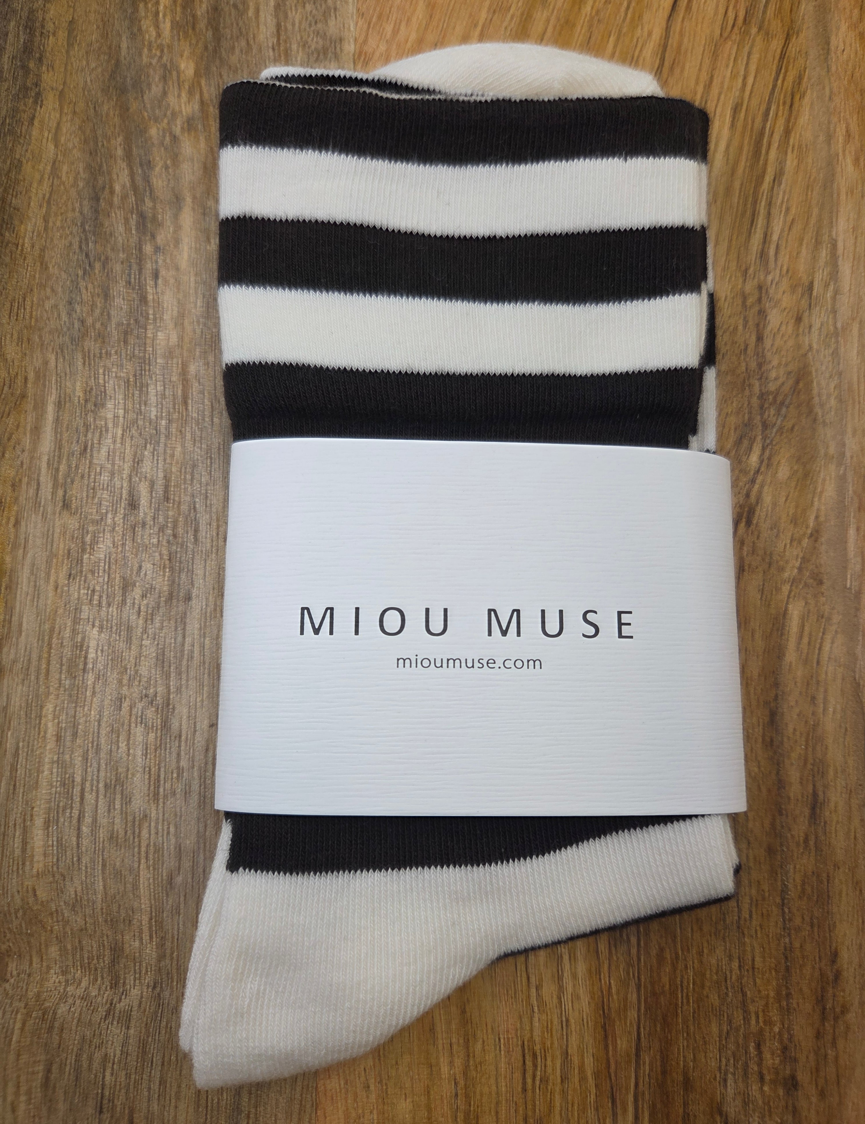Cream/Black Striped Socks Accessories- Socks MIOU MUSE