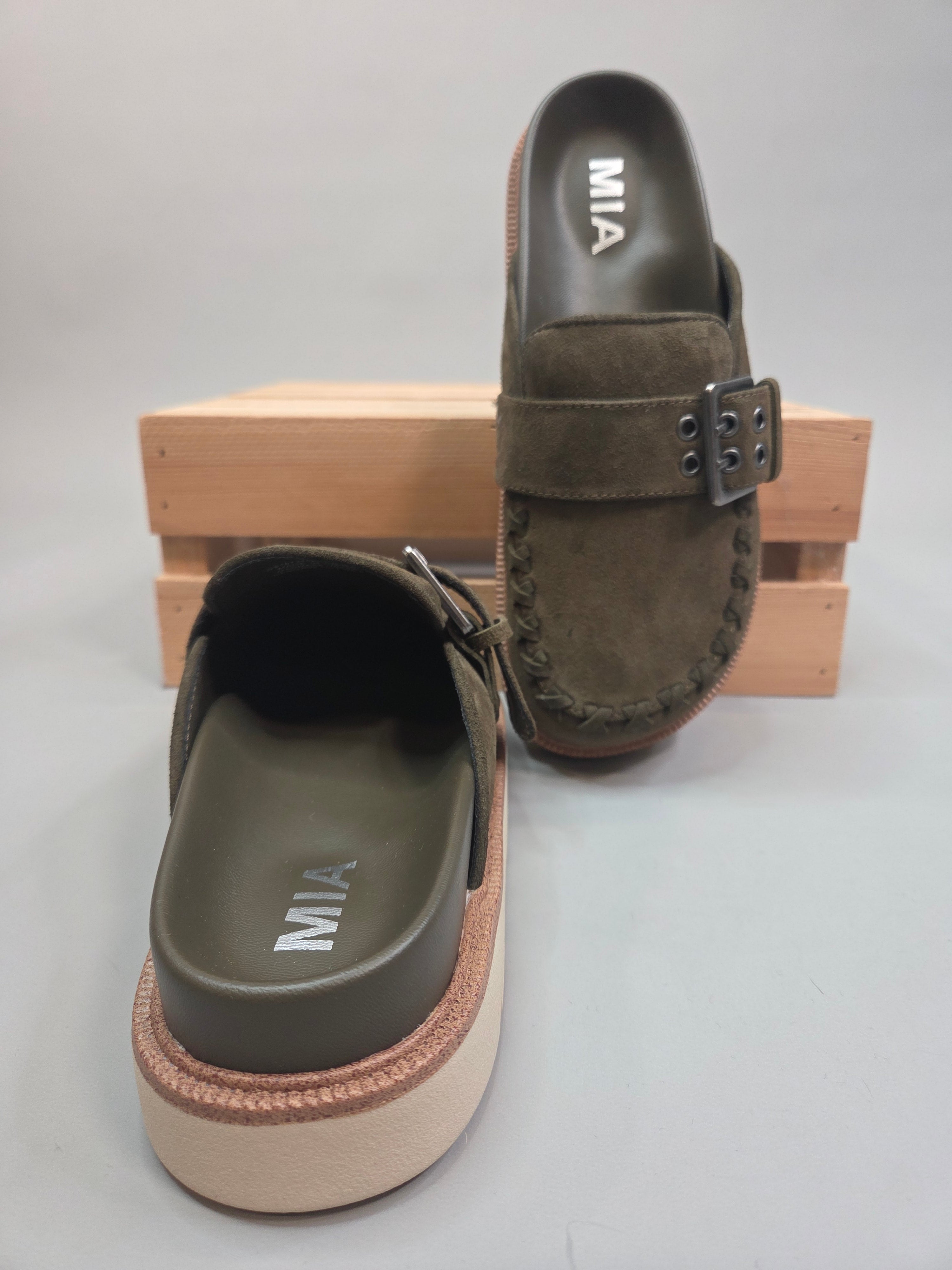 Khaki Zaina Clog - MIA Shoes - Mules MIA