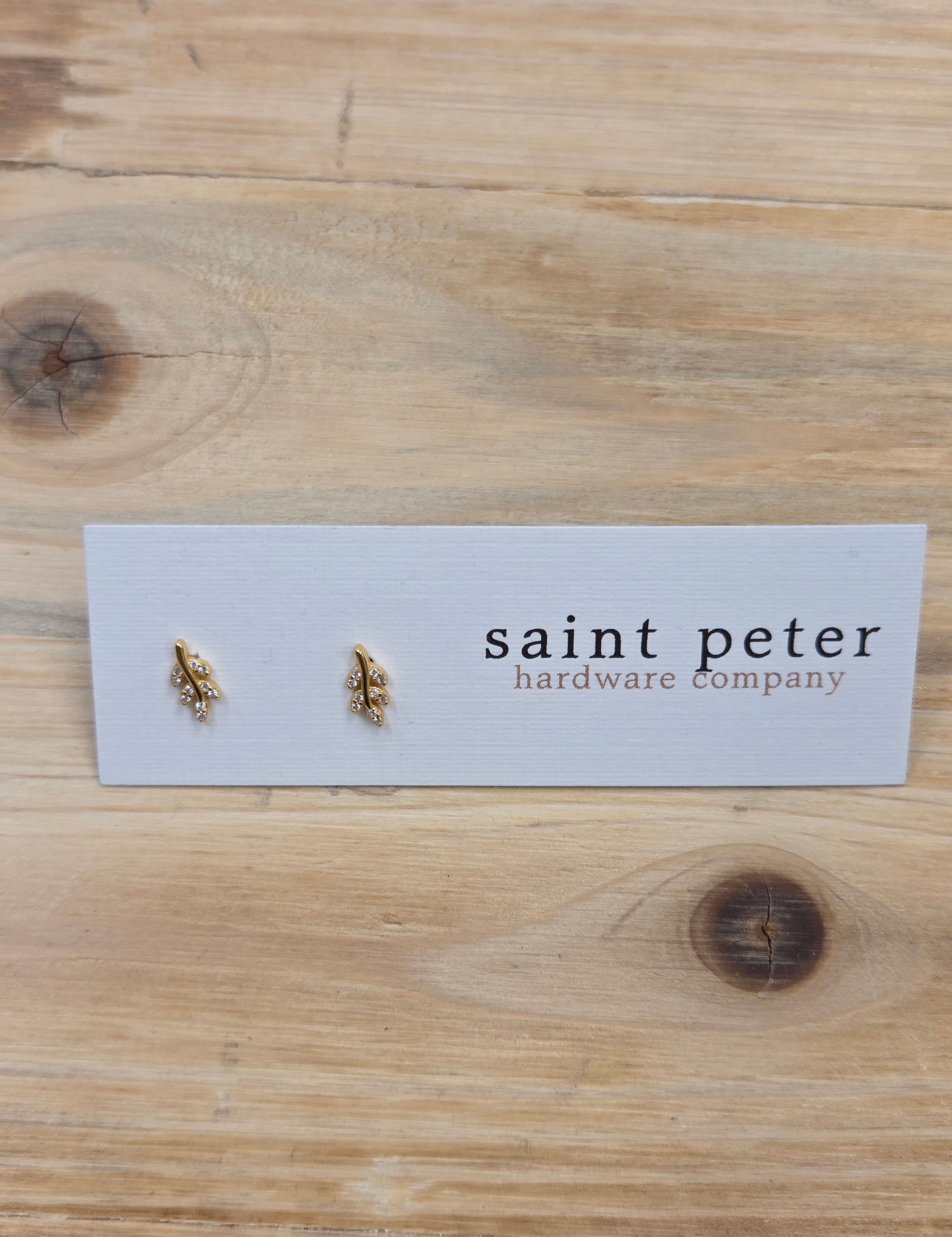 Leaf Diamond Stud Earrings Jewelry - Earrings St. Peter Hardware