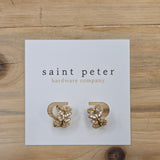 Leaf Diamond Huggie Earrings Jewelry - Earrings St. Peter Hardware