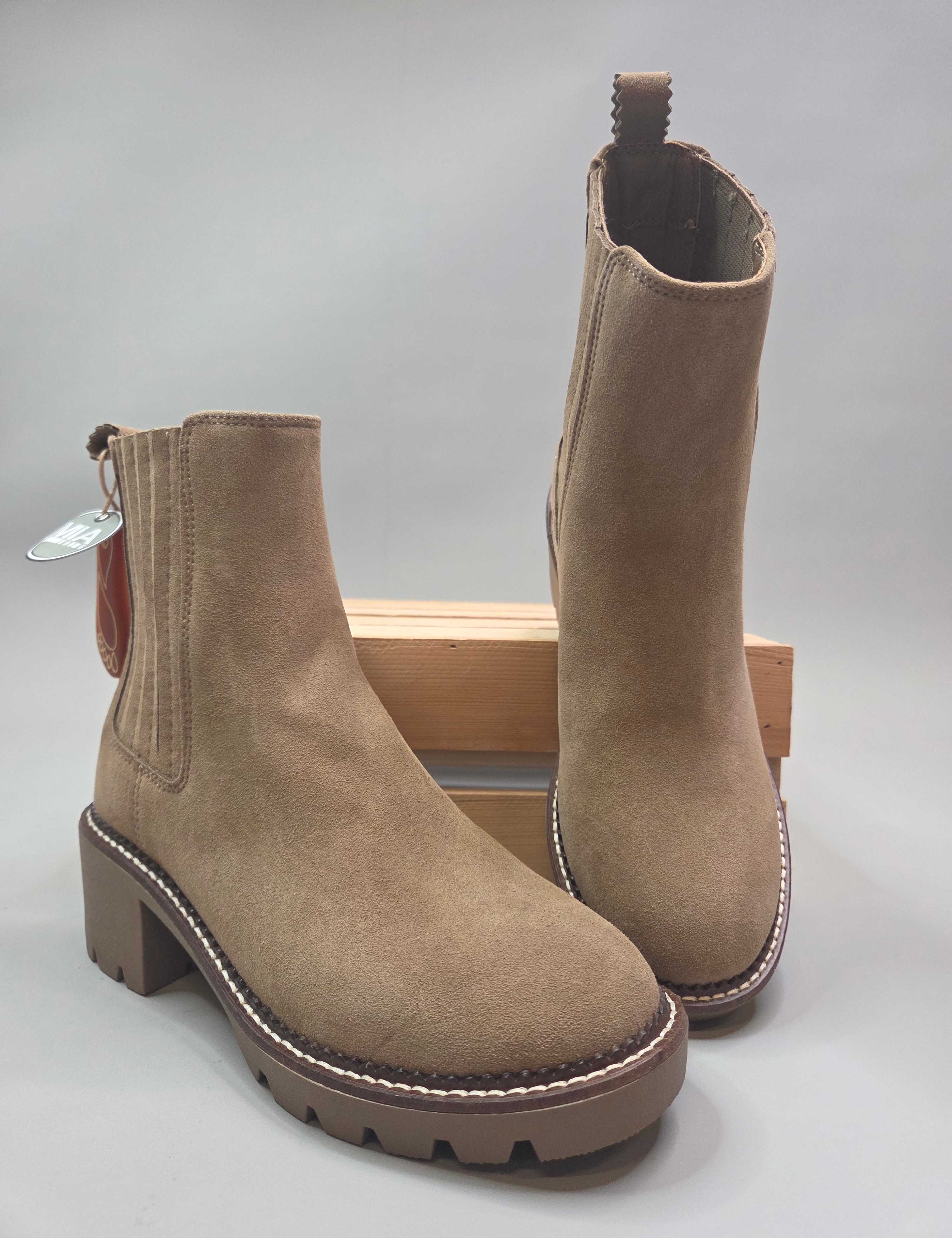 Pryor Taupe Suede Chelsea Boot- MIA Shoes- Boots & Booties MIA