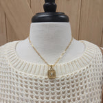 Luxe Gold Square Sun Pendant Necklace Jewelry- Necklace PANACHE