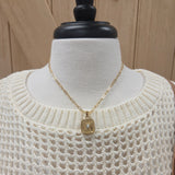 Luxe Gold Square Sun Pendant Necklace Jewelry- Necklace PANACHE