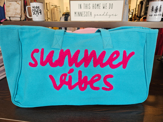 Summer Vibes Turquoise Tote