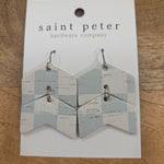 Powder Blue Checkered Arrow Earrings Jewelry - Earrings St. Peter Hardware