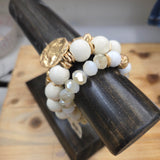 White Bead Bracelet Set