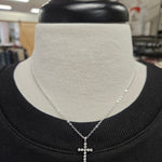 Silver Rhinestone Cross Necklace Jewelry- Necklace WHAT'S HOT