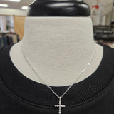 Silver Rhinestone Cross Necklace Jewelry- Necklace WHAT'S HOT