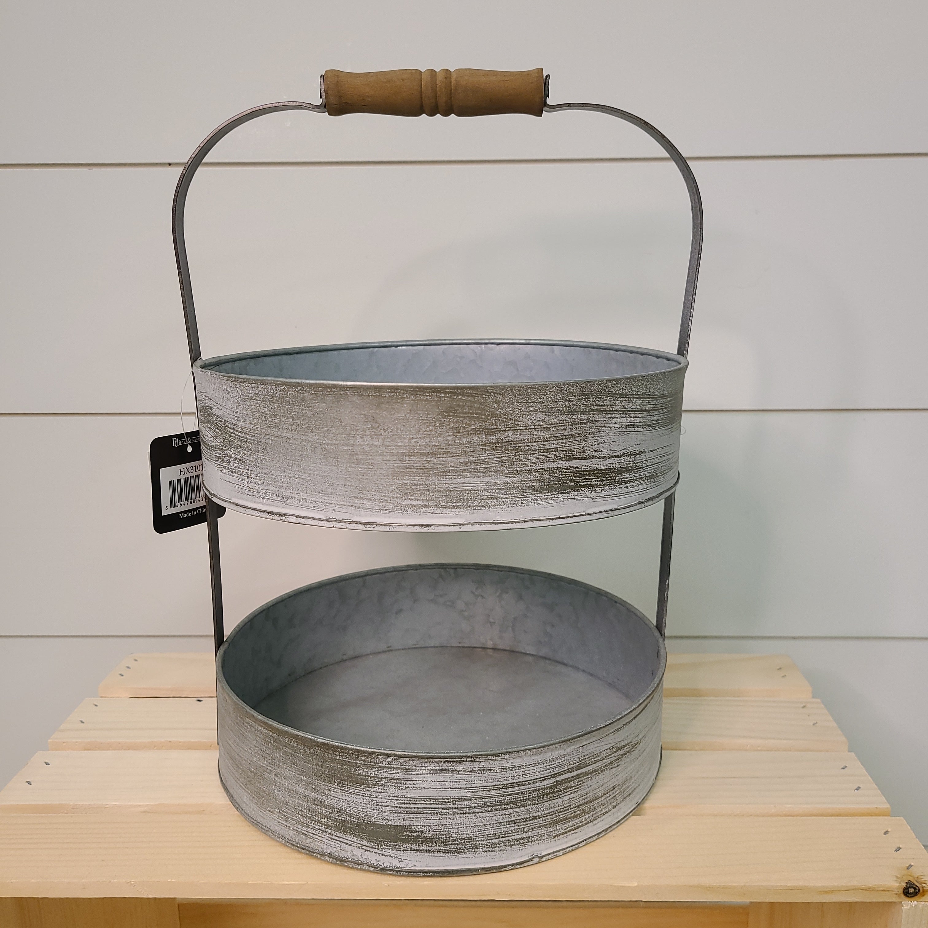 Tin Riser W/ Handle Home- Decor PD HOME & GARDEN