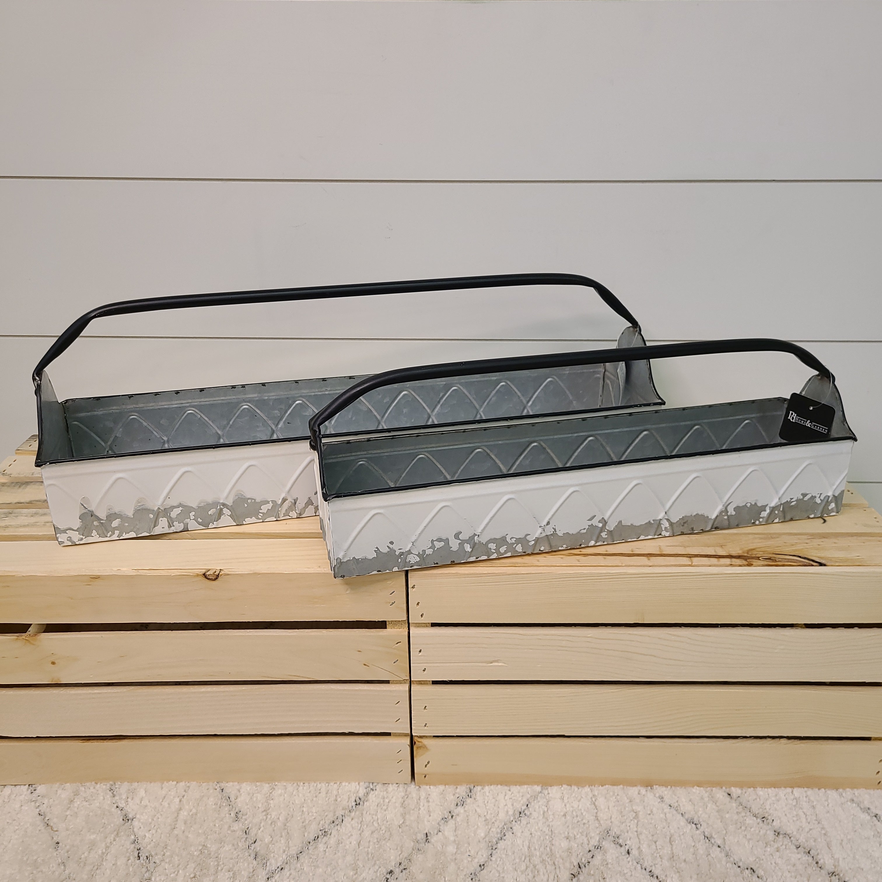 White Toolbox Tin Home- Decor PD HOME & GARDEN