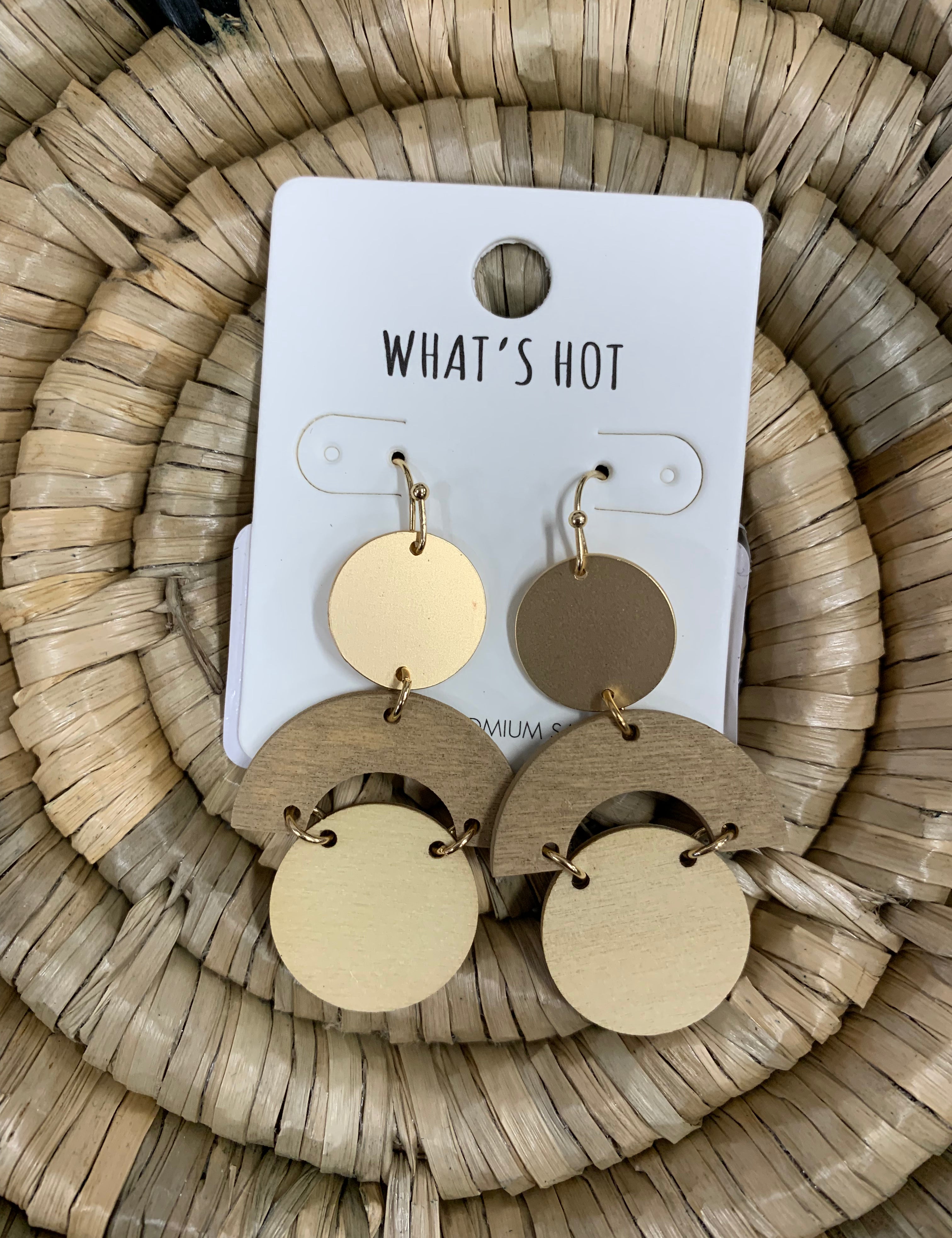 Brown & Cream Wood Earrings Jewelry - Earrings WHAT'S HOT